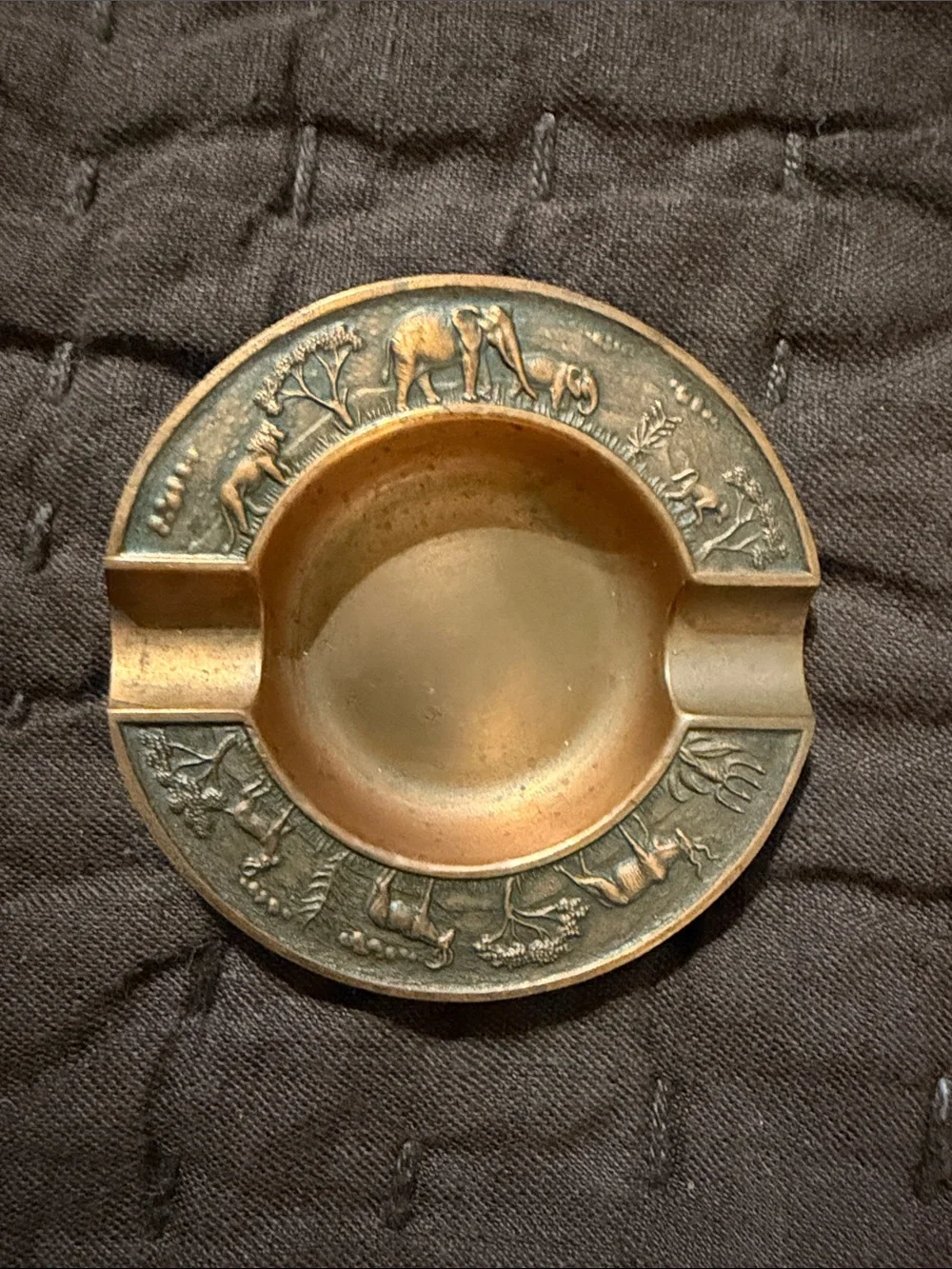 Copper Antique Safari Motif Ashtray